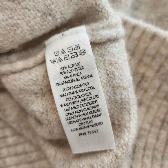 William Rast Women's Medium Cowl Neck Sweater In Heathered Beige Knit - Picture 4 of 8